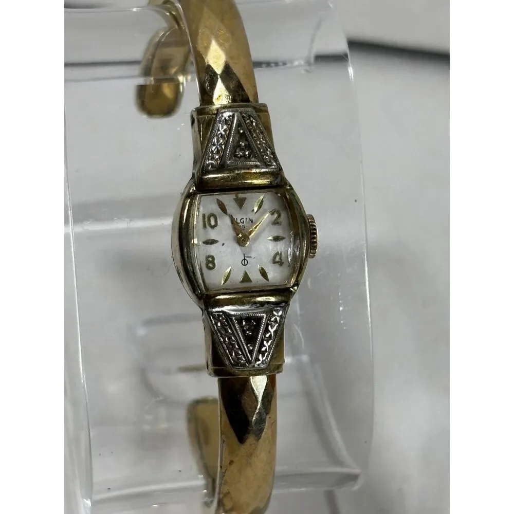 Elgin 10k RGP 1960s 19 jewel vintage bangle women's watch, runs